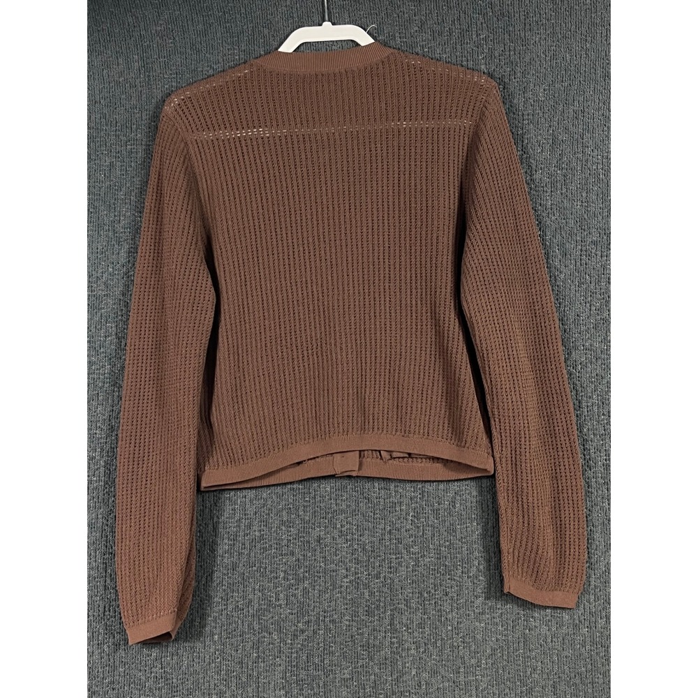 Rag & Bone Brown Crochet Knit Button Front Cardigan Sweater Pockets Sz M/L - Picture 2 of 7
